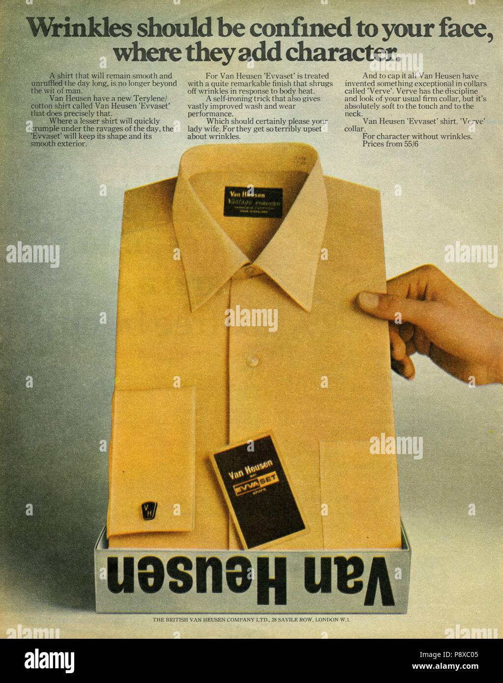 1970s UK Van Heusen Magazine Advert Stock Photo Alamy