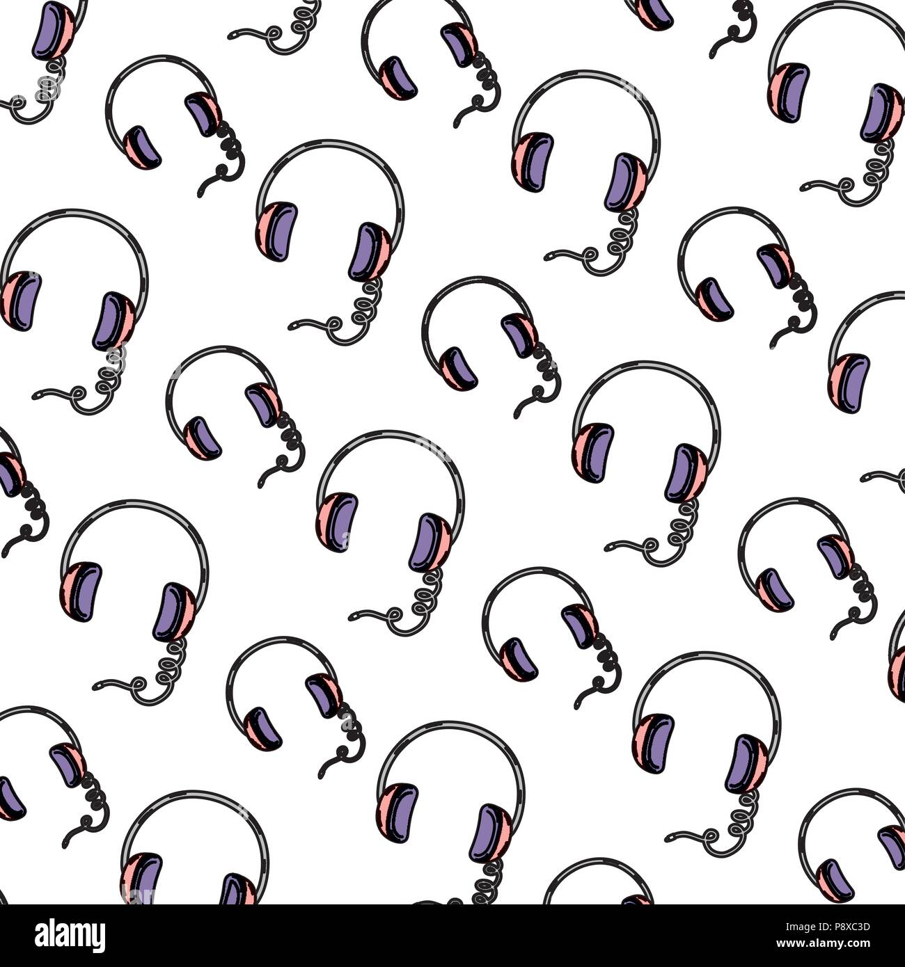 color headphone modern music object background vector illustration ...
