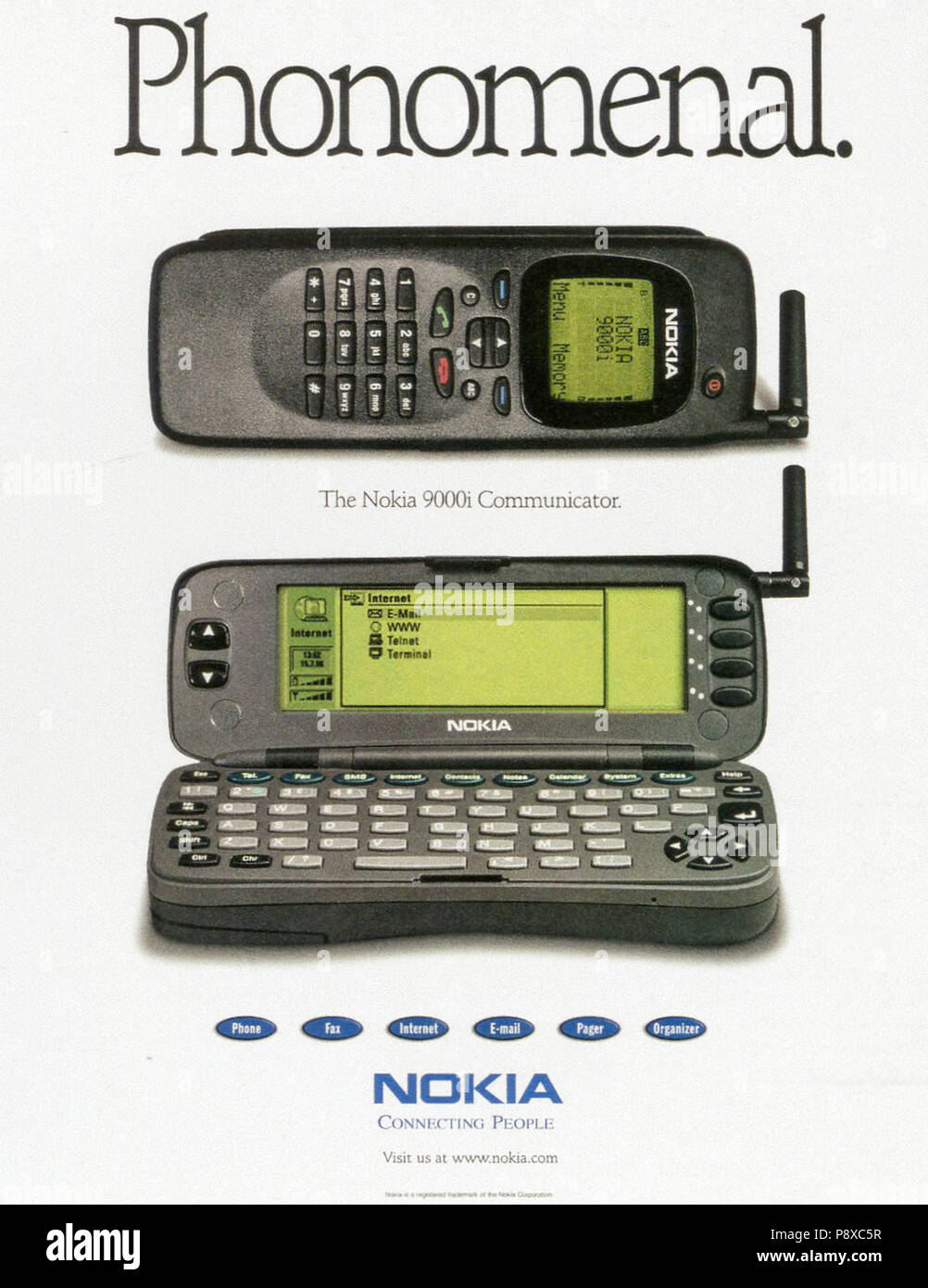 1990s USA Nokia Magazine Advert Stock Photo