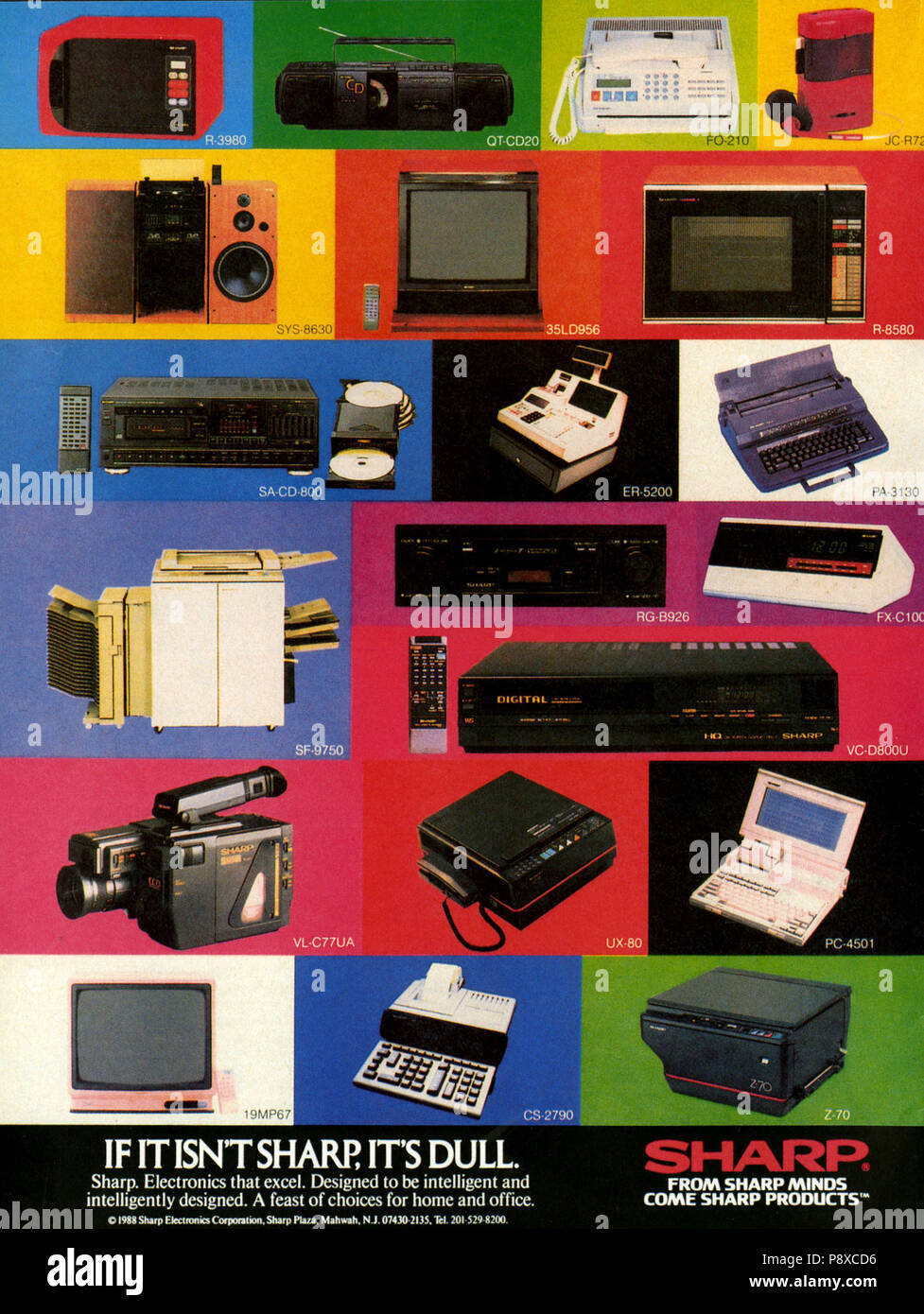 1980s USA Sharp Magazine Advert Stock Photo