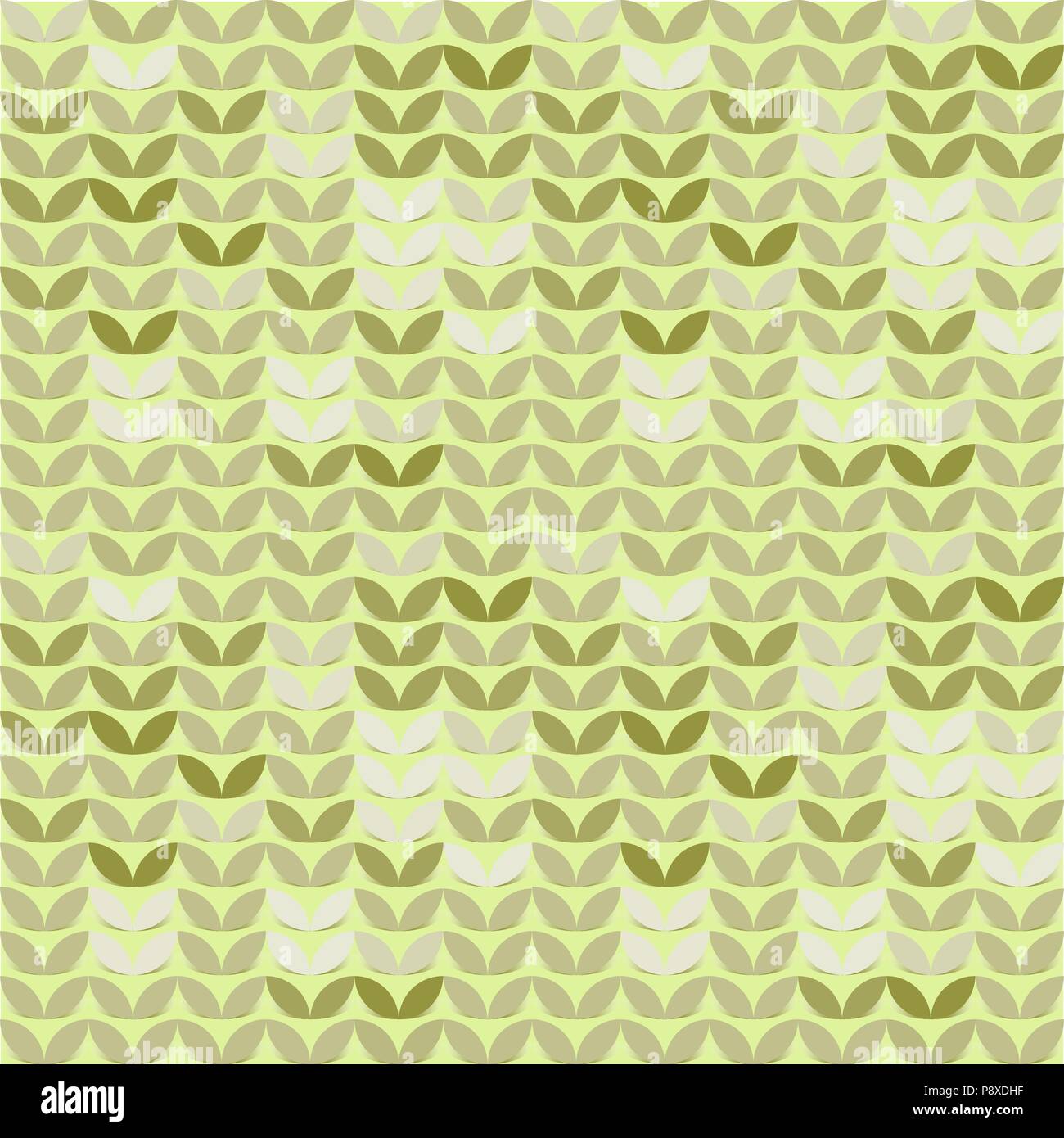 Retro giometric seamless vector circles green paper sprout abstract trendy pattern Stock Vector