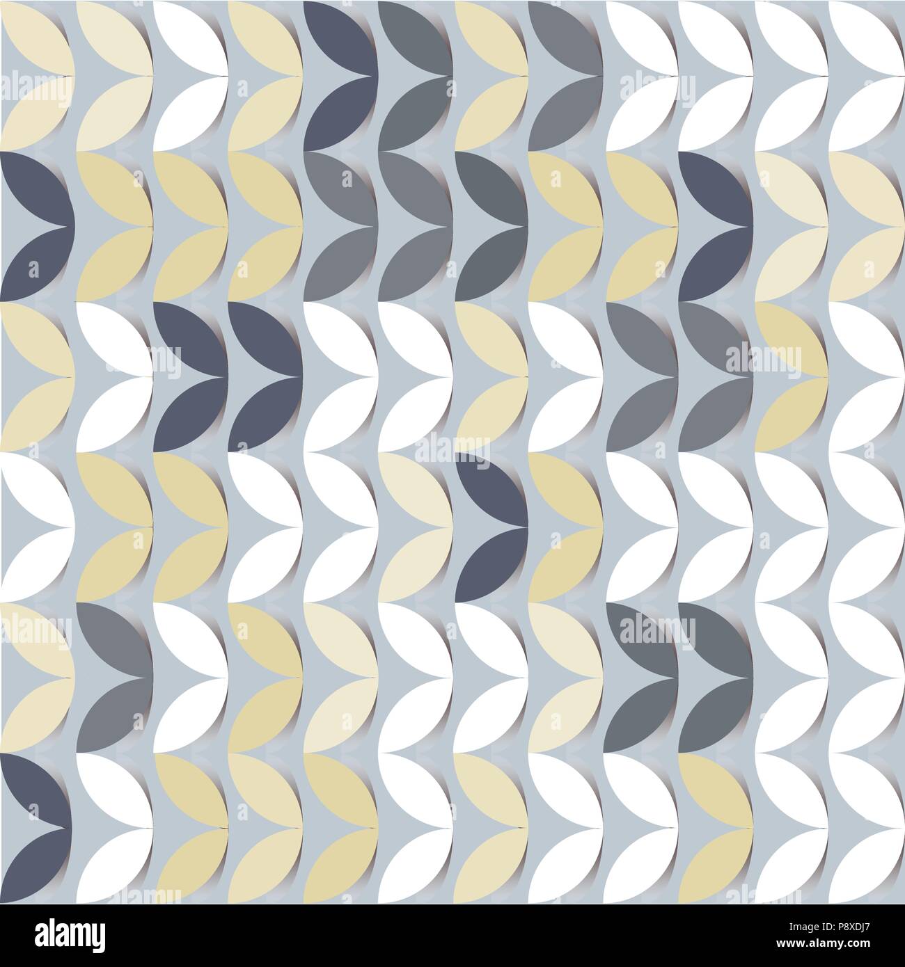 Retro giometric seamless vector circles grey paper sprout abstract trendy pattern Stock Vector