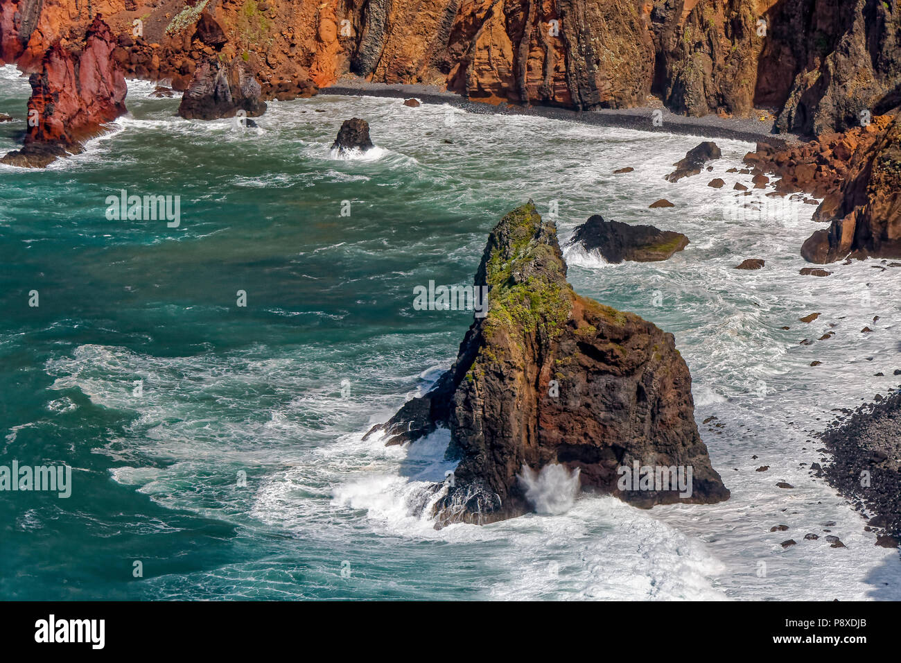 Cliffs and Rocks at St Lawrence in Madeira showing unusual vertical ...