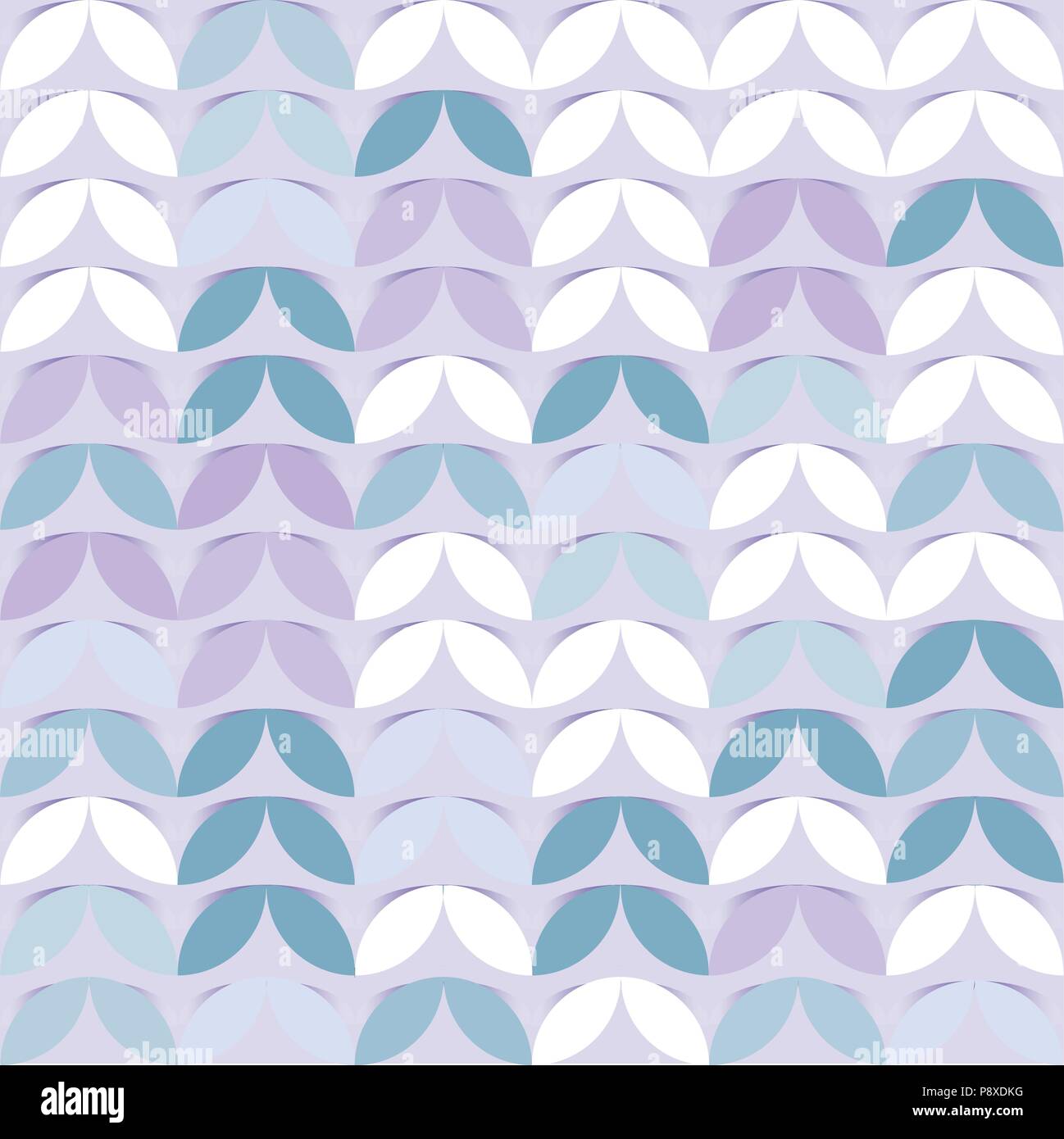 Retro giometric seamless vector circles lilac paper sprout abstract trendy pattern Stock Vector