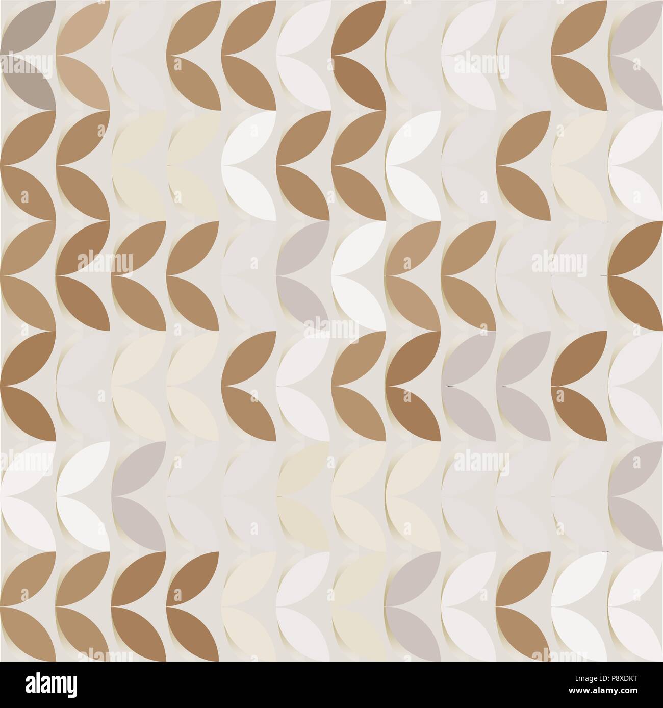 Retro giometric seamless vector circles coffee paper sprout abstract trendy pattern Stock Vector