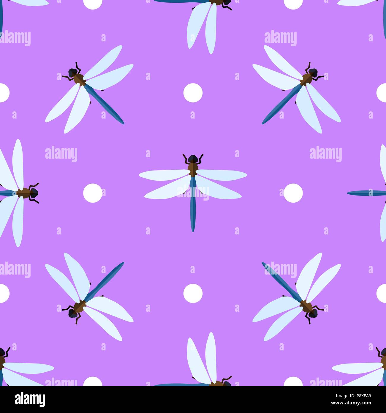 Vector seamless pattern with dragonflies and circles Stock Vector Image ...