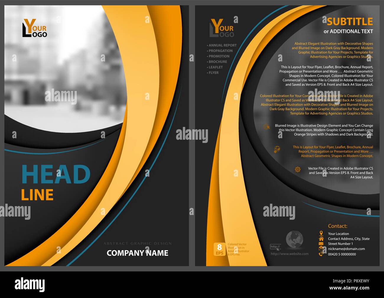 black flyer template with orange stripes stock vector art