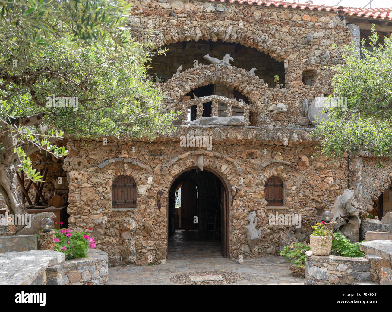 Koumos Stone House And Restaurant At Kalyves Crete Stock Photo Alamy