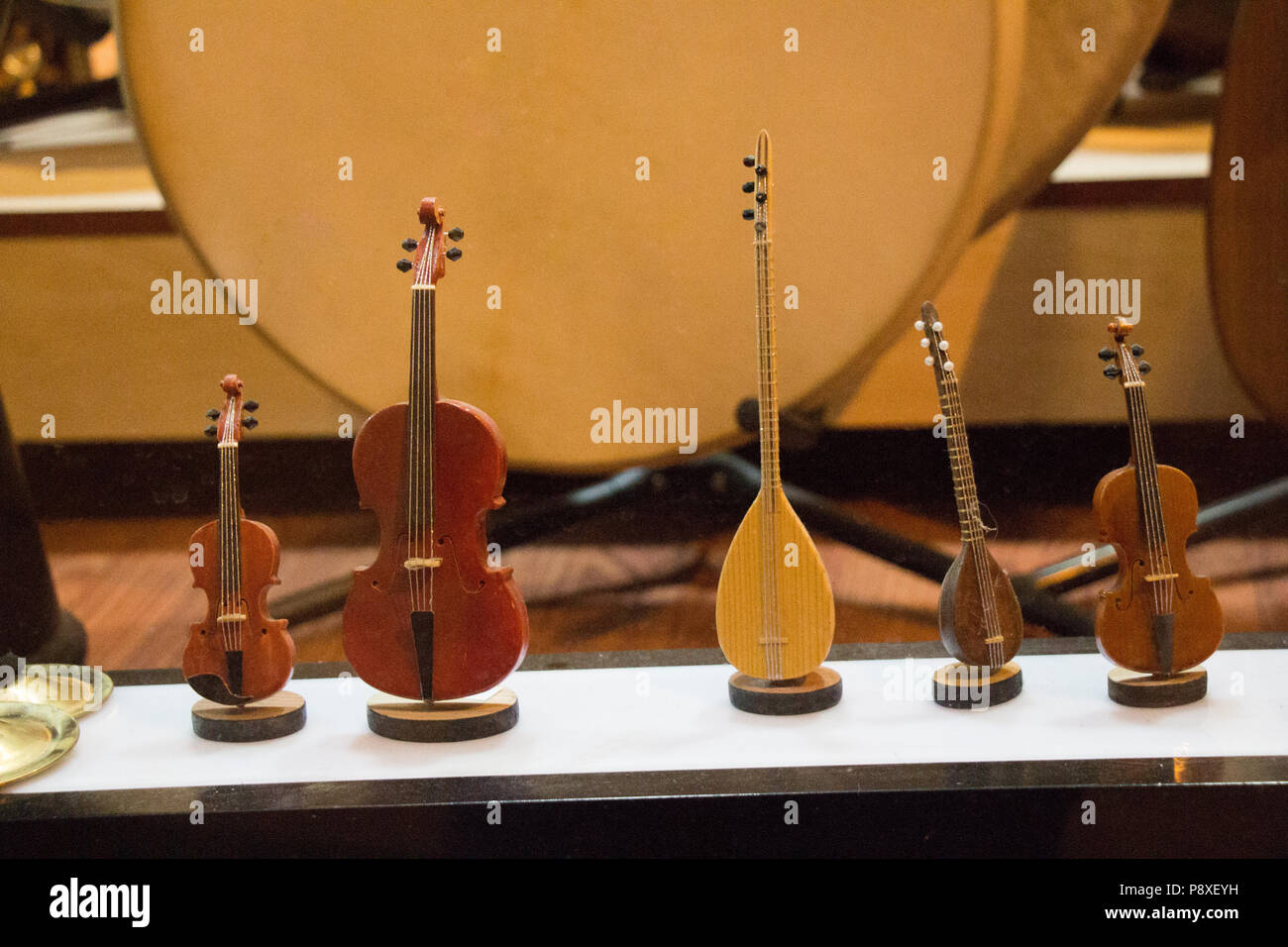Set of models of musical instruments made of wood Stock Photo Alamy