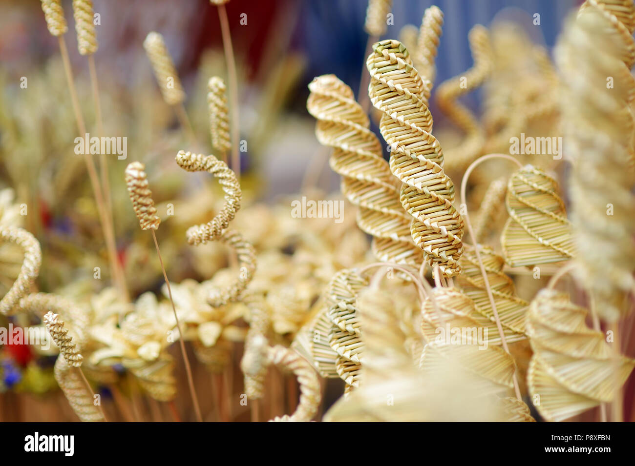 Traditional Lithuanian Easter palm known as verbos sold on spring market in Vilnius, Lithuania Stock Photo