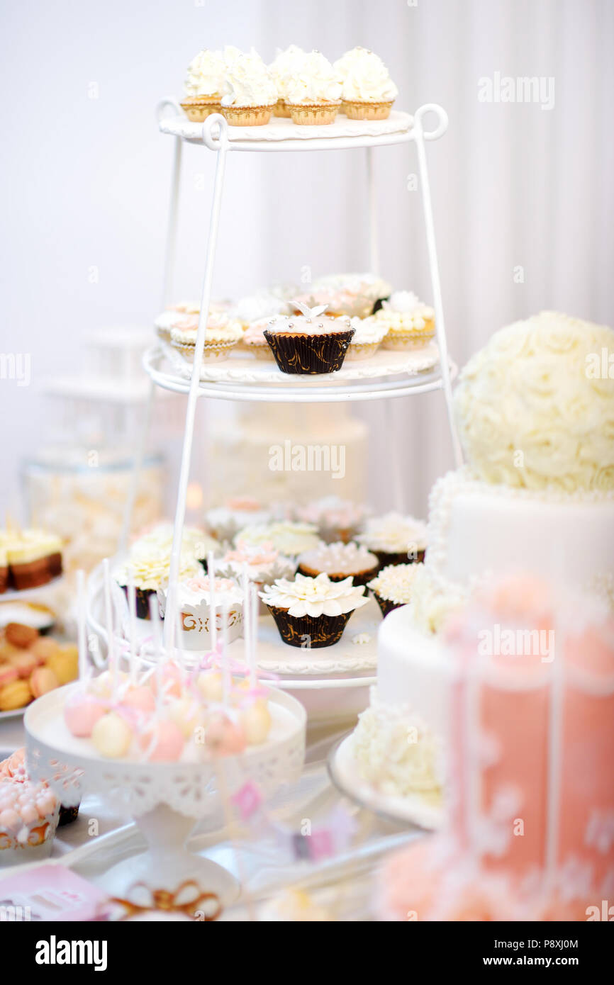 Beautiful Desserts Sweets And Candy Table At Wedding Reception Ot