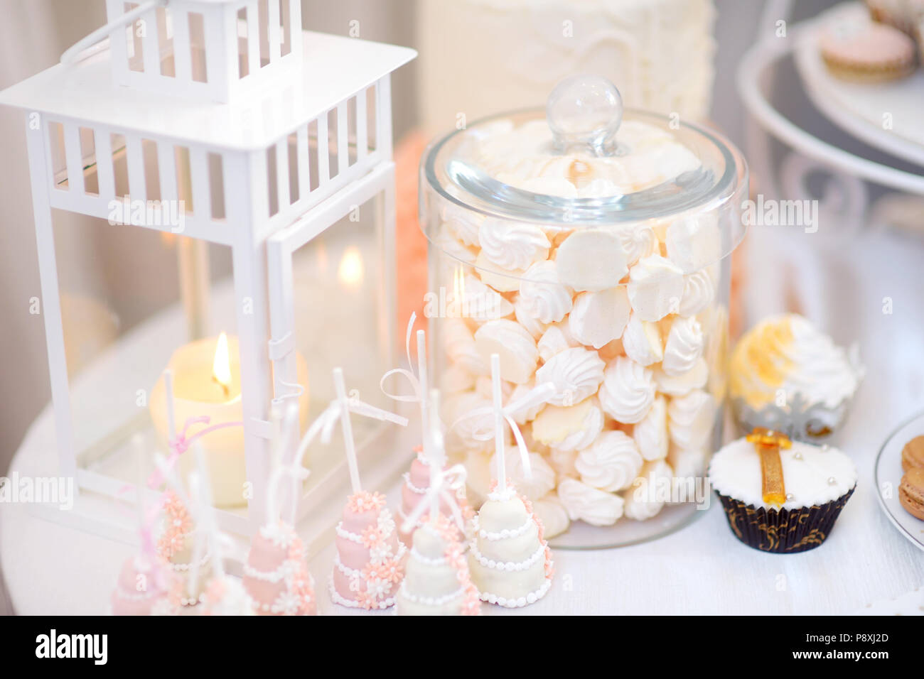 Beautiful Desserts Sweets And Candy Table At Wedding Reception Ot