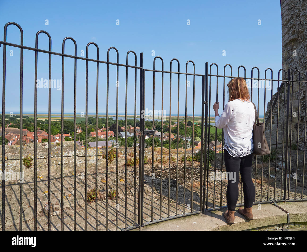 Orford Ness viewed from the castle on a summer day Suffolk Stock Photo