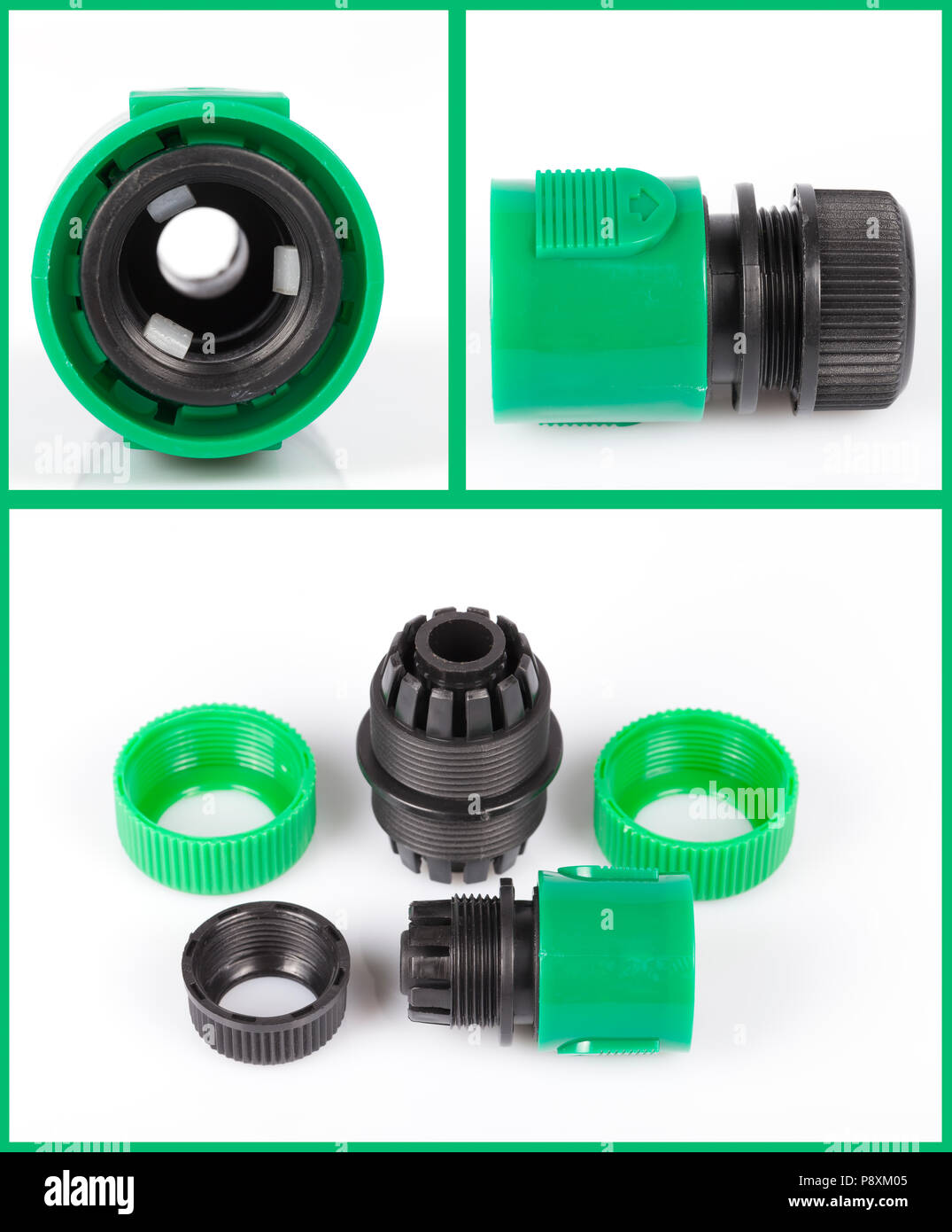 Quick connection to connect hoses to water the garden isolated on white