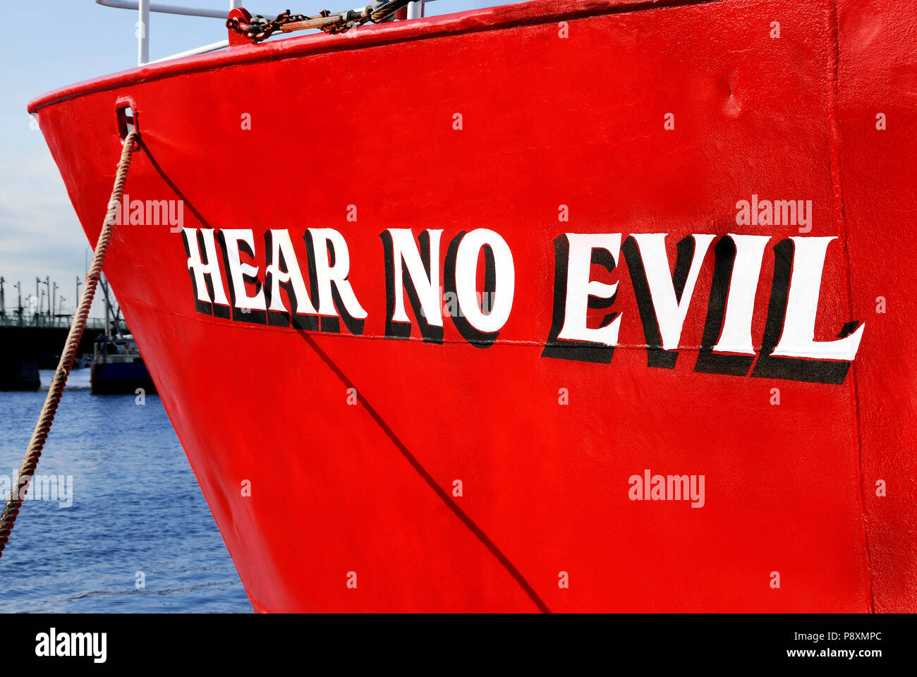 Hear No Evil Ship Name Stock Photo