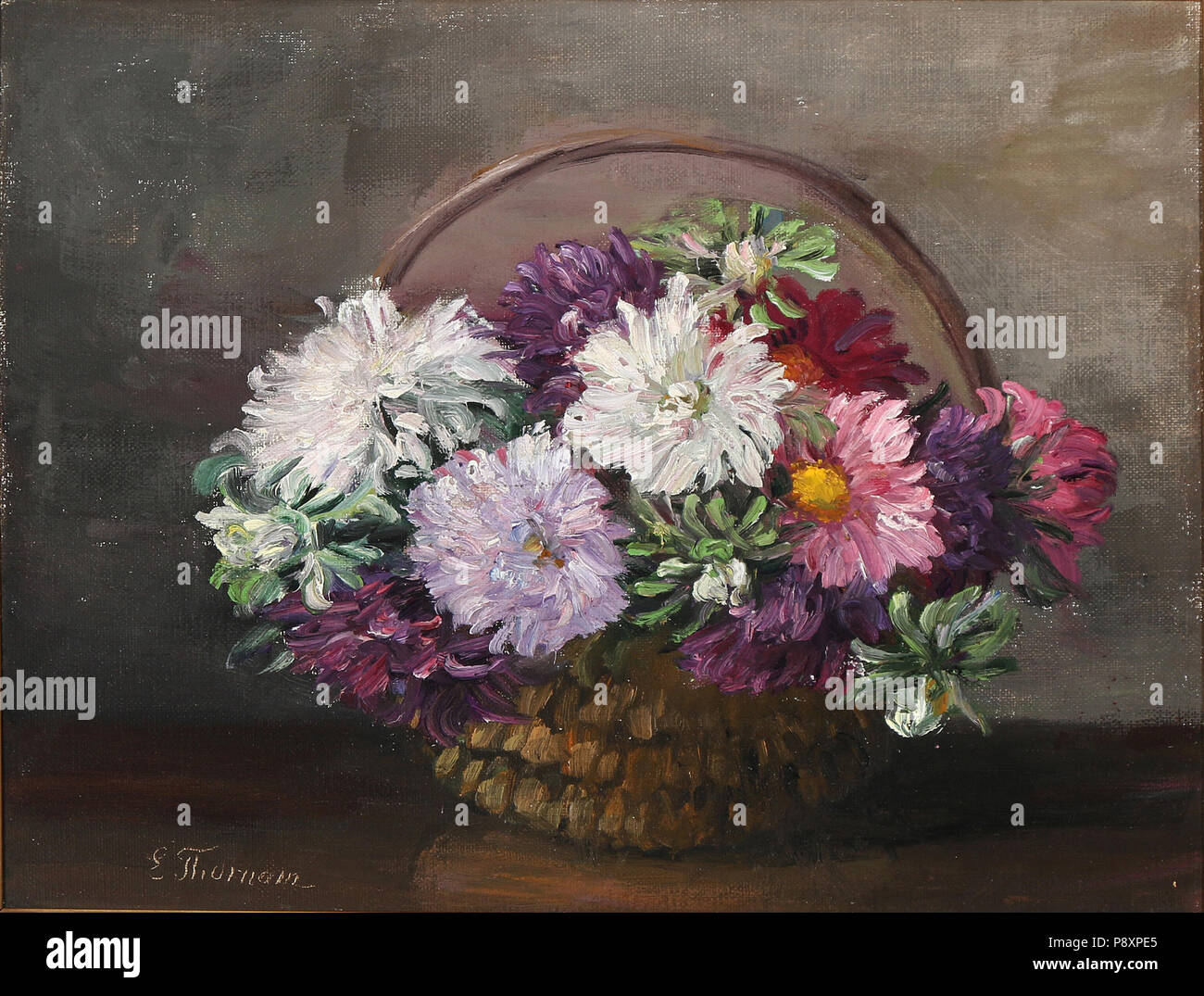 274 Emmy Thornam Opstilling med blomster i en kurv Stock Photo Alamy