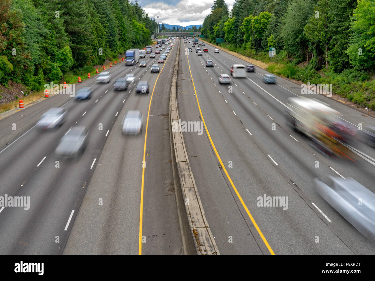 Interstate 5 in Washington, gets busier, and busier every year. Stock Photo
