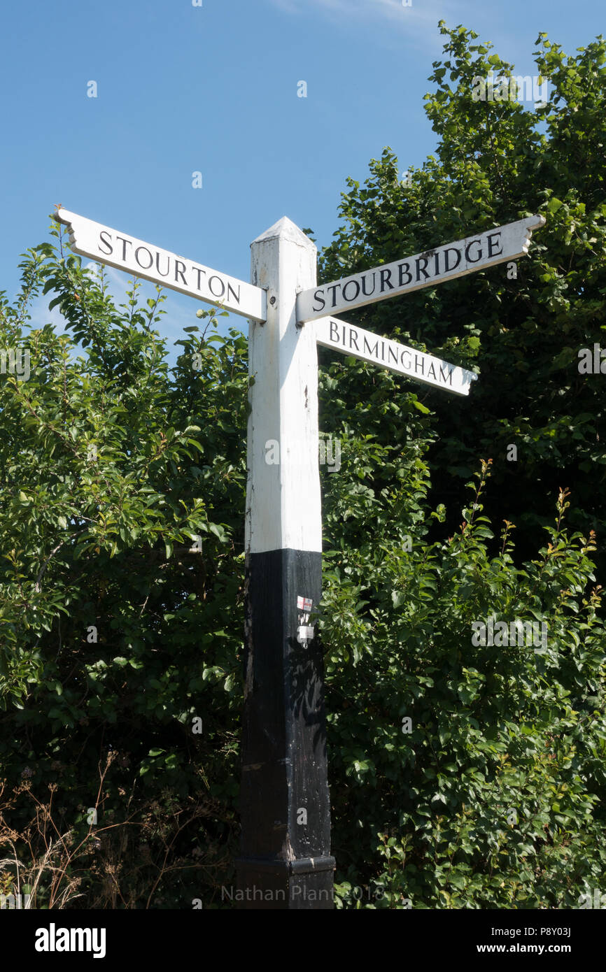 sign for Stourbridge birmingham and stourton. Stourbridge Canal. West Midlands. UK Stock Photo