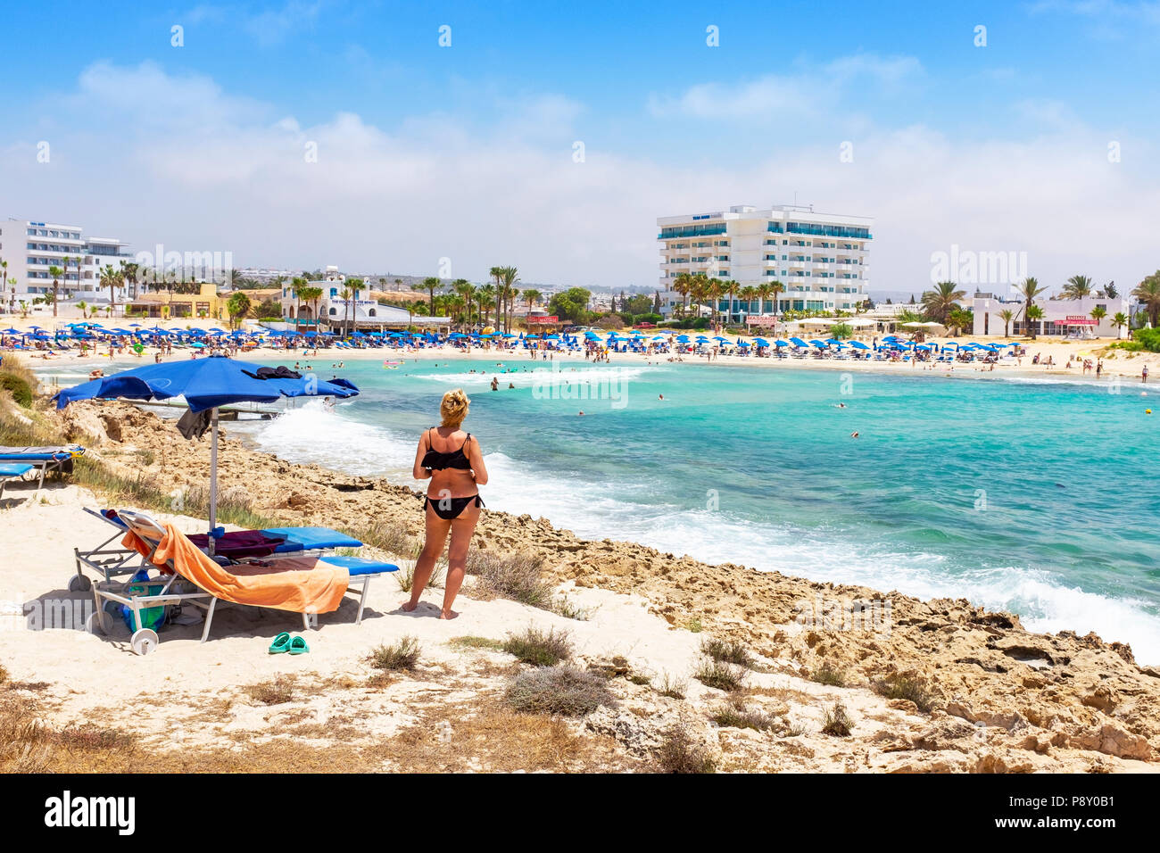 Vathkia Gonia Beach near Ayia Napa, Cyprus Stock Photo