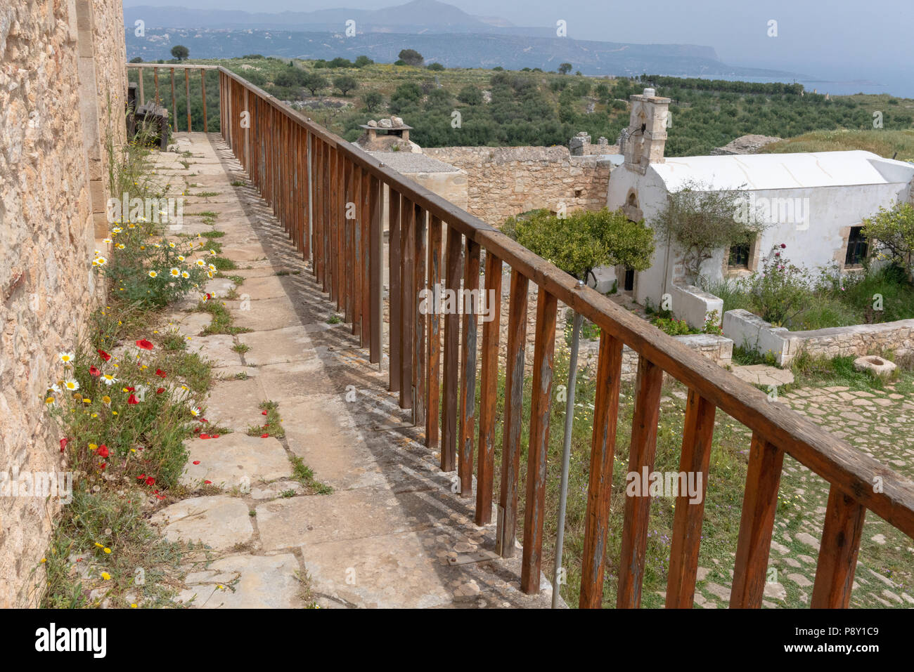 Balcony view of Monastery of Agios Ioannis Theologos on Crete, Greece Stock  Photo - Alamy