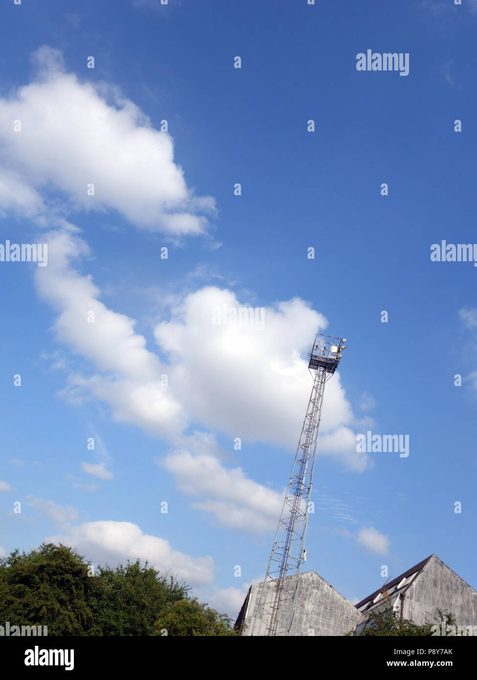 Electricity pylon on a summer sunny day in Doncaster, South Yorkshire, England Stock Photo