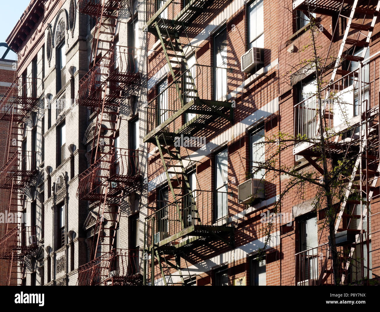 Building with fire escapes in New York City USA Stock Photo - Alamy
