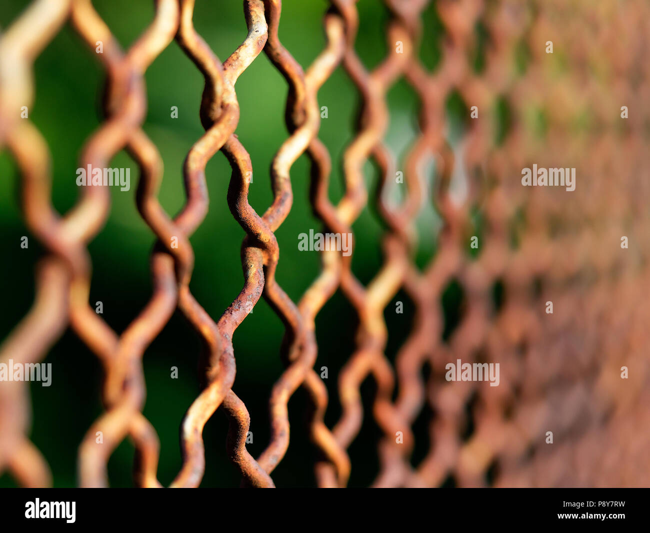 Metal Rusty Fence or net Stock Photo