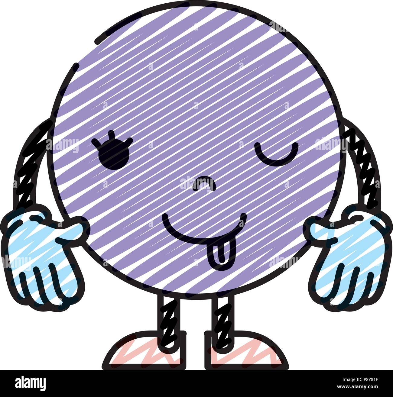 doodle silly emoji character with arms and legs vector illustration