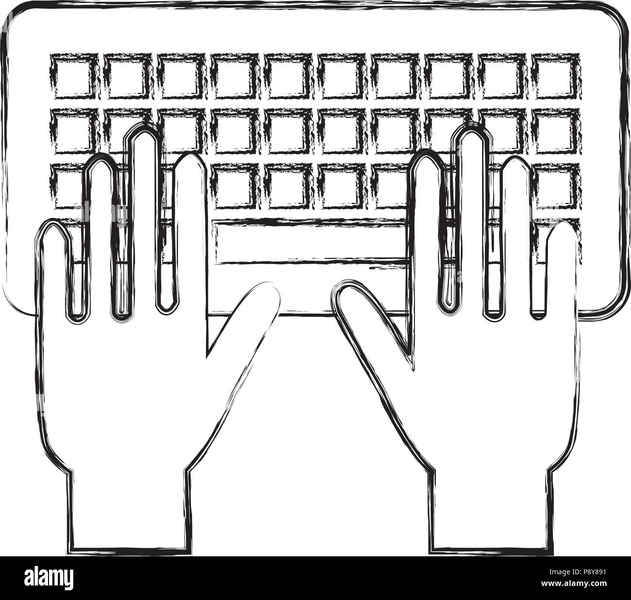 hands typing in keyboard vector illustration design Stock Vector