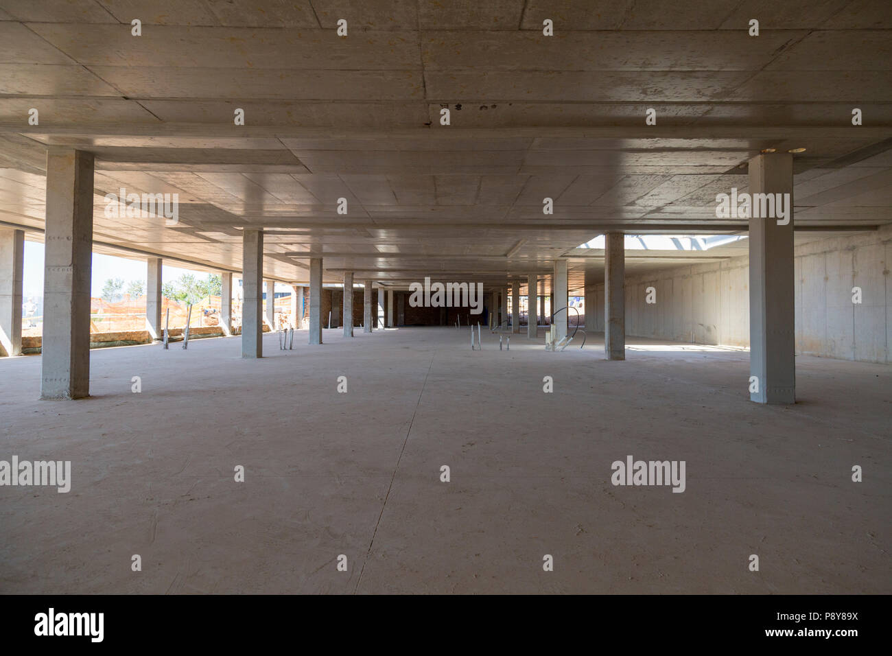 Empty basement area in a building under construction Stock Photo