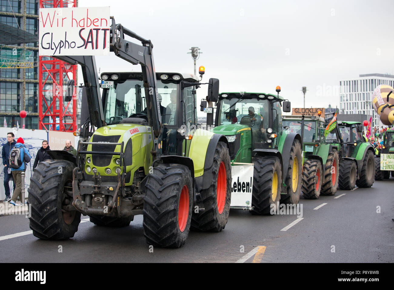 Berlin, Germany, farmers protesting at the demo - we are sick of it! Stock Photo