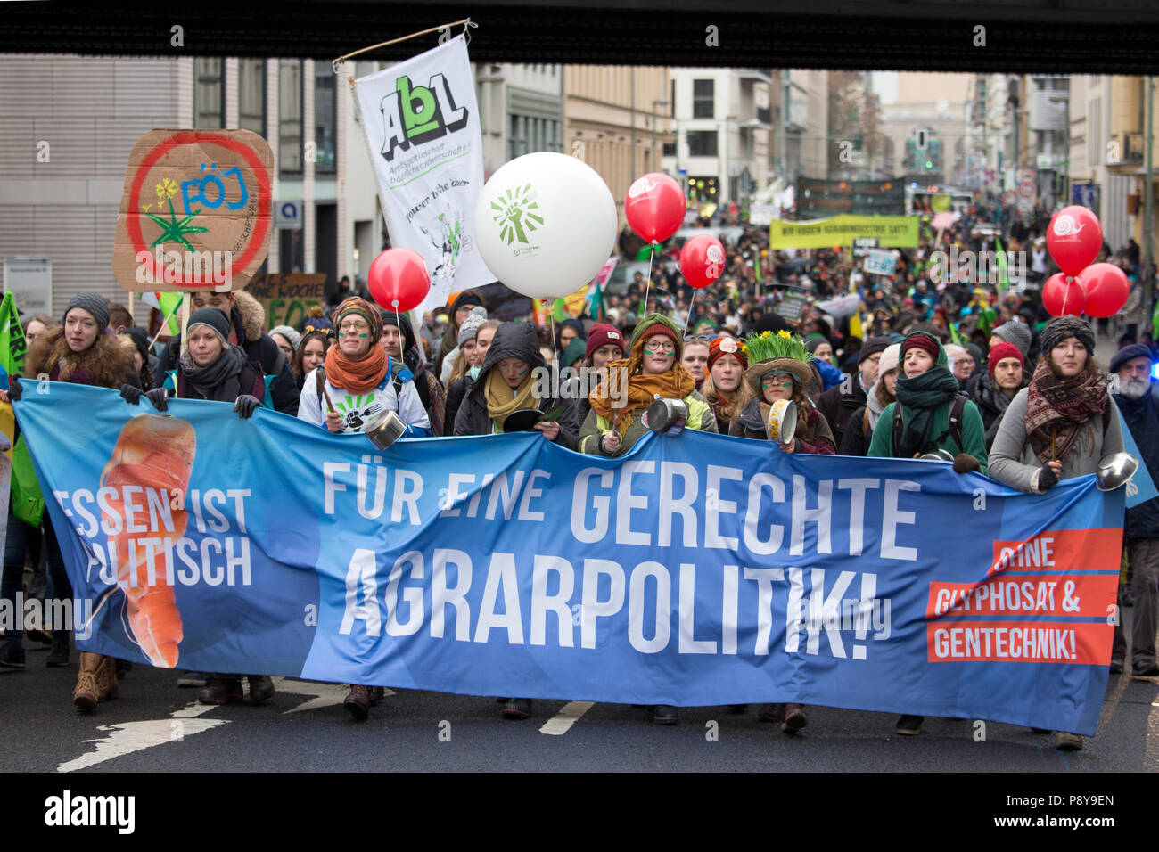 Berlin, Germany, people are protesting with banners at the demo - we are sick of it! Stock Photo