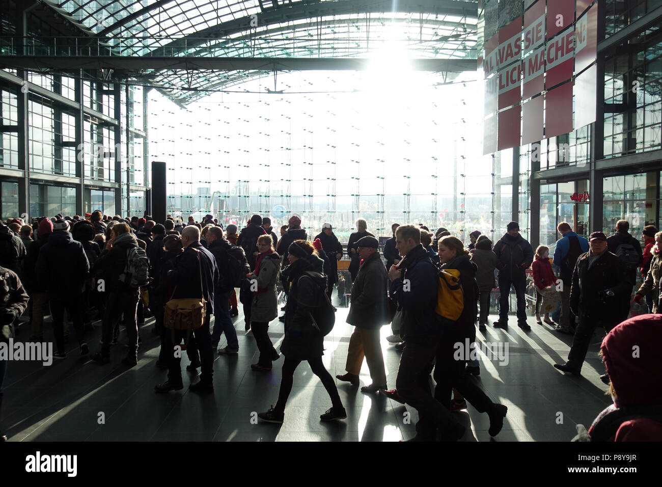 Berlin, Germany, travelers in the central station Stock Photo