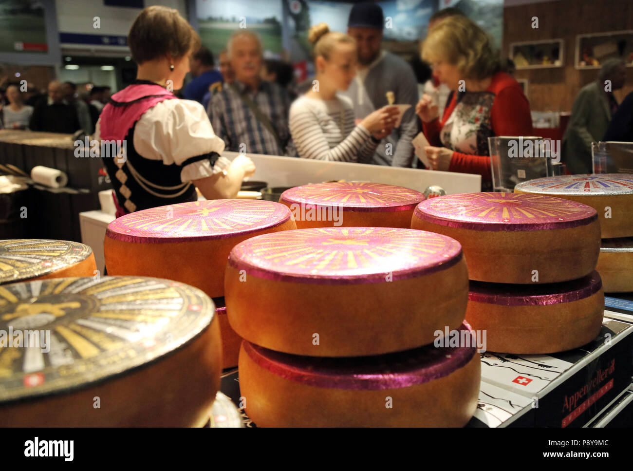 Berlin, Germany, cheese tasting at the International Green Week Stock Photo