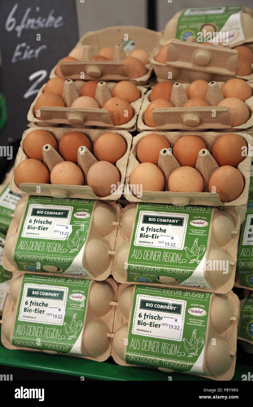 Berlin, Germany, organic eggs Stock Photo