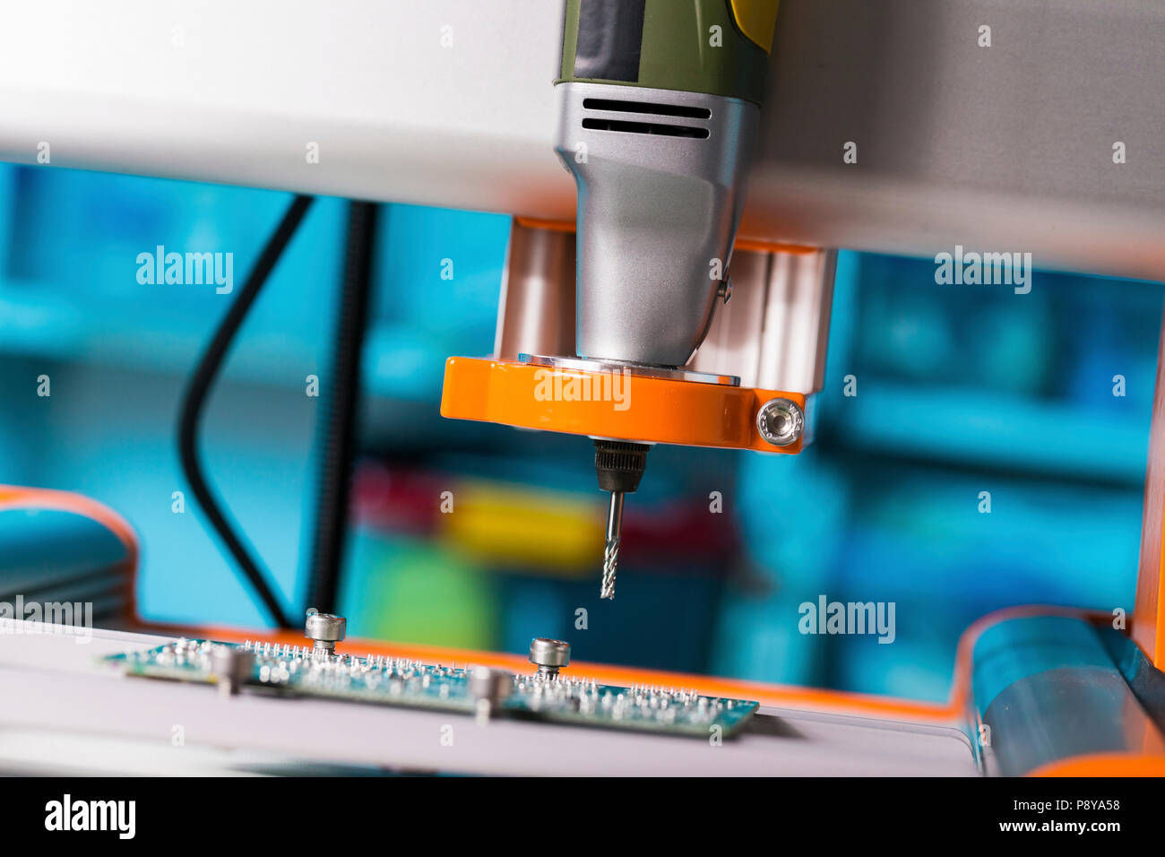 Cutting tool on CNC milling machine. Stock Photo