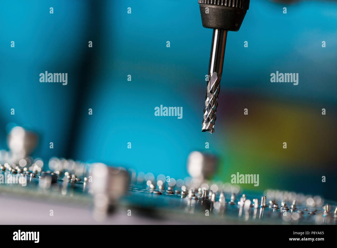 Cutting tool on CNC milling machine. Stock Photo