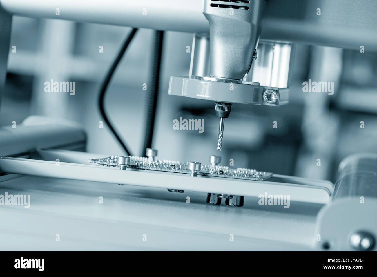 Cutting tool on CNC milling machine. Stock Photo