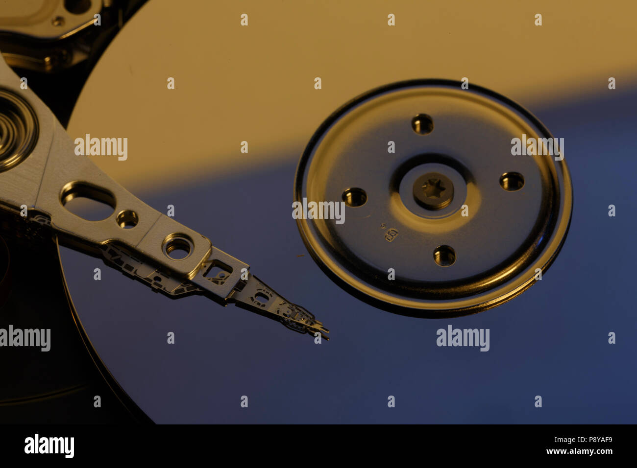 Open hard disk drive (HDD). Stock Photo