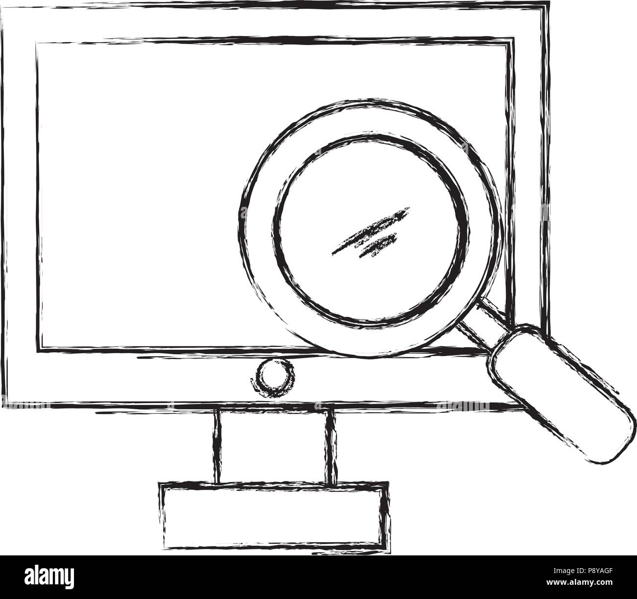 computer with magnifying glass vector illustration design Stock Vector ...