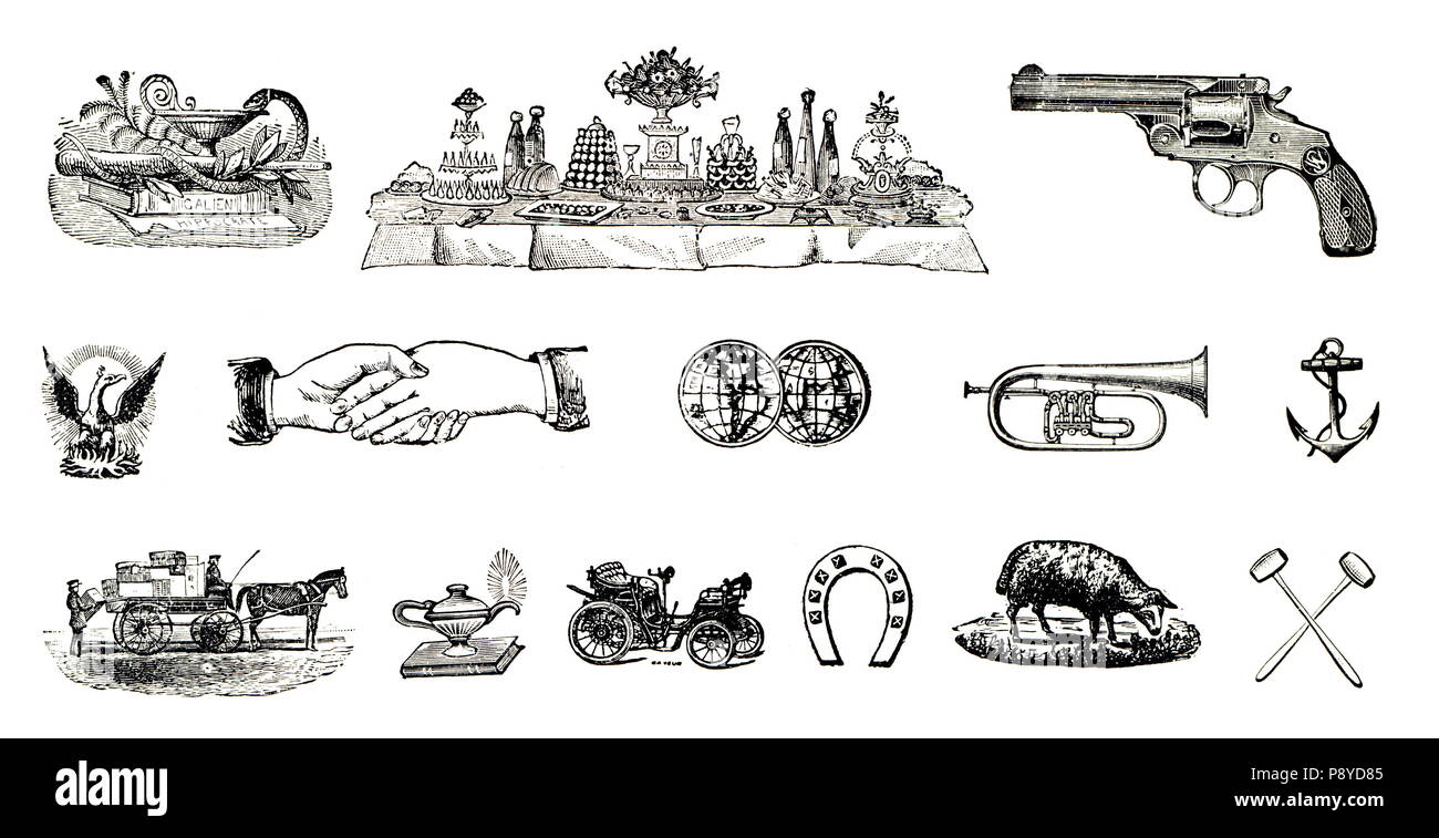 Old ilustrations from the 1900s. Art Nouveau style. Stock Photo