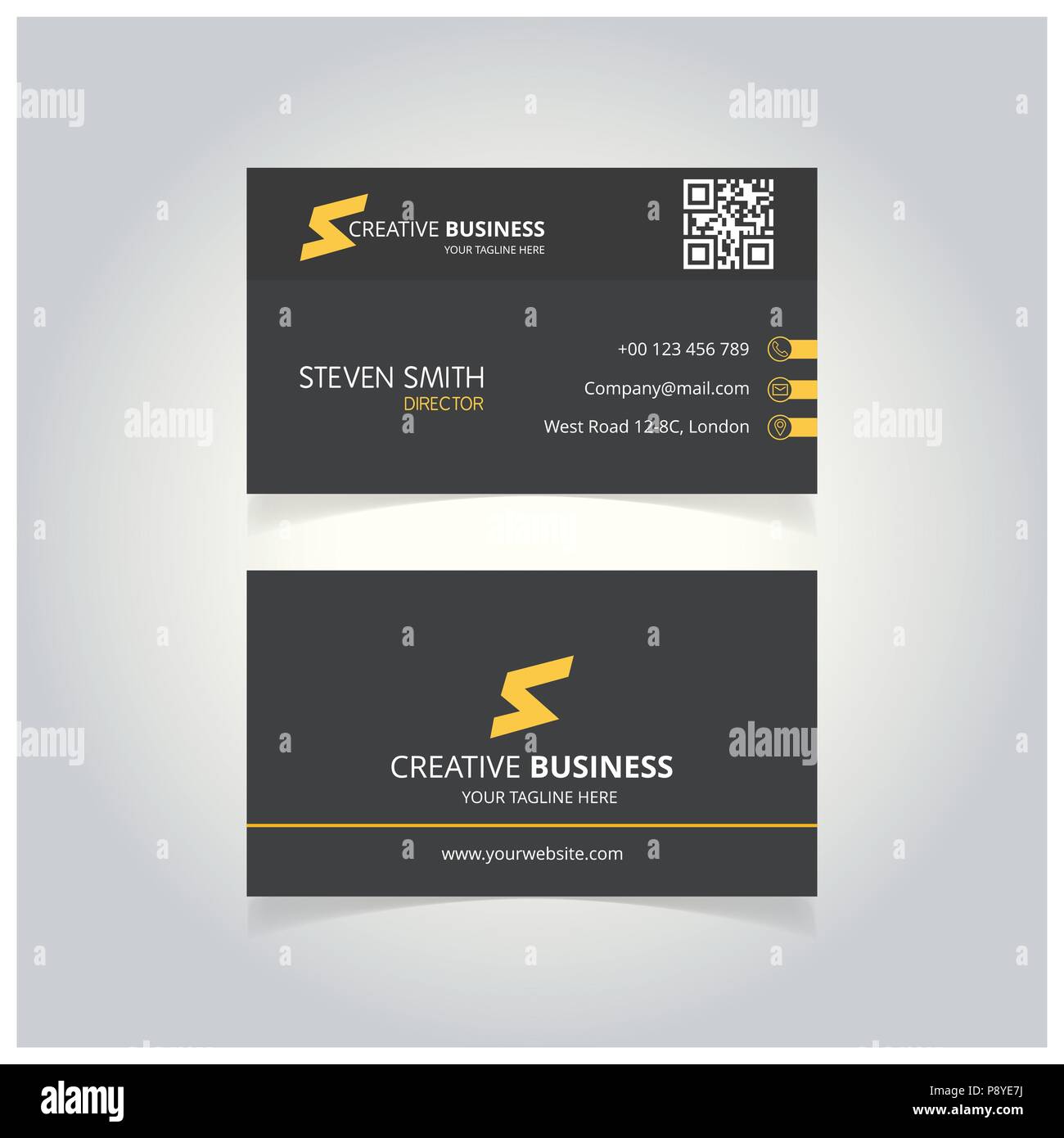 S Letter Logo Minimal Corporate Business Card With Black And