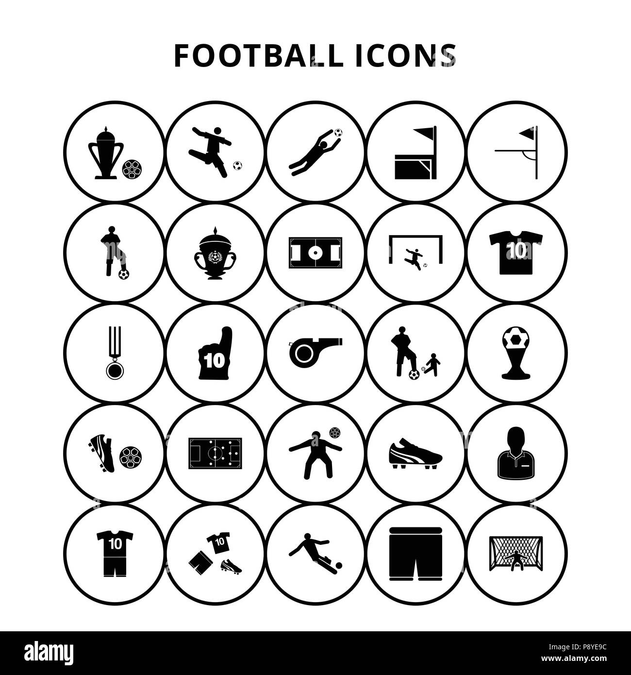 Football Icons. For web design and application interface, also useful