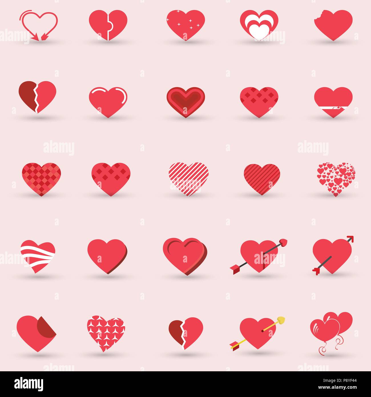 Set of hearts icons vector. For web design and application interface ...