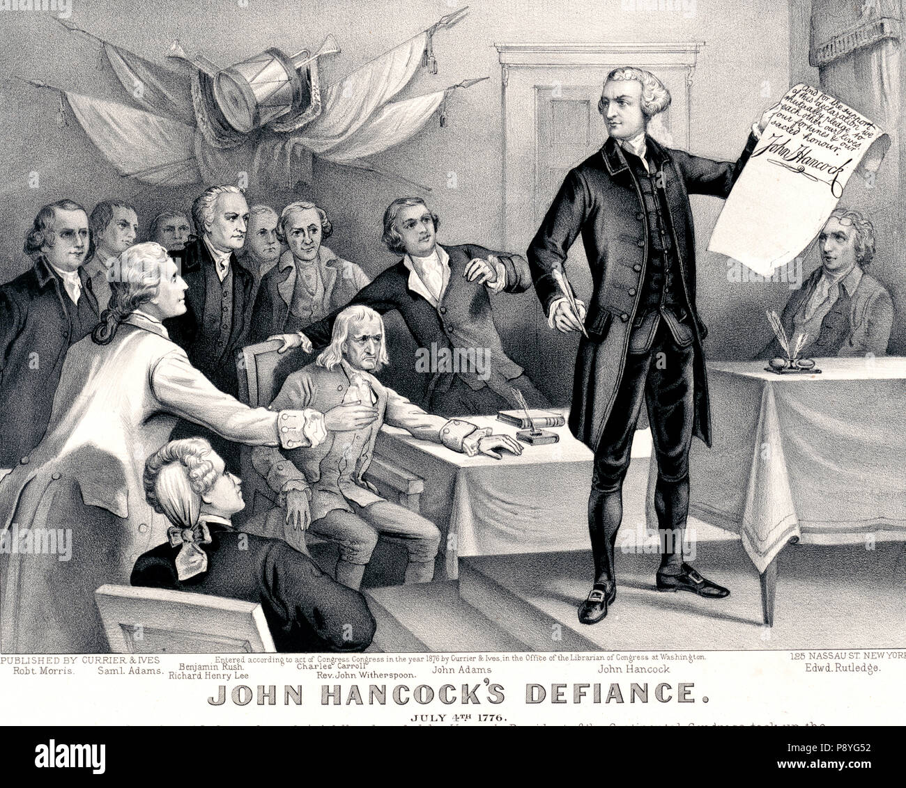 John Hancock's defiance July 4th 1776 Stock Photo