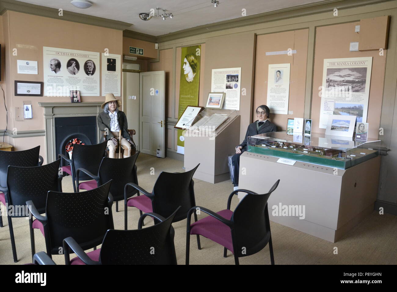 Film and exhibition room in Octavia Hill's Birthplace House, Wisbech, Cambridgeshire, England, UK Stock Photo