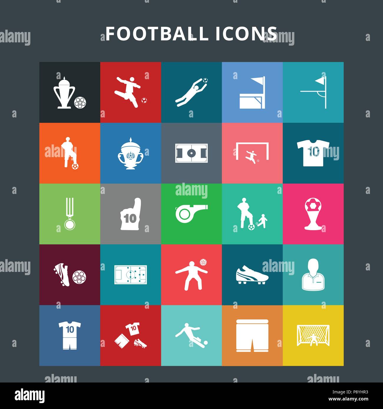 Football Icons. For web design and application interface, also useful for infographics. Vector