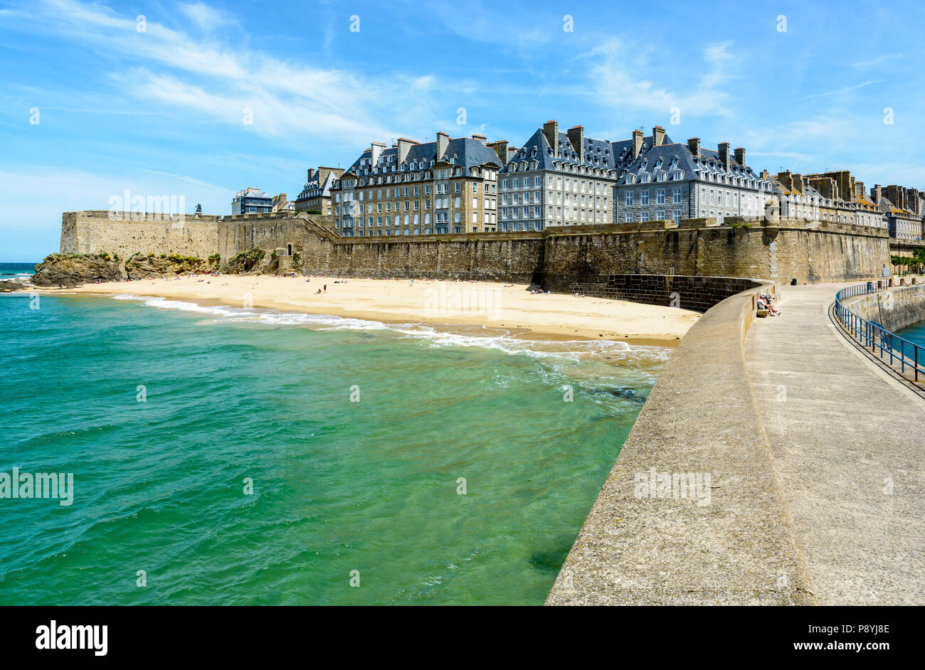 The walled city of SaintMalo, France, with granite residential