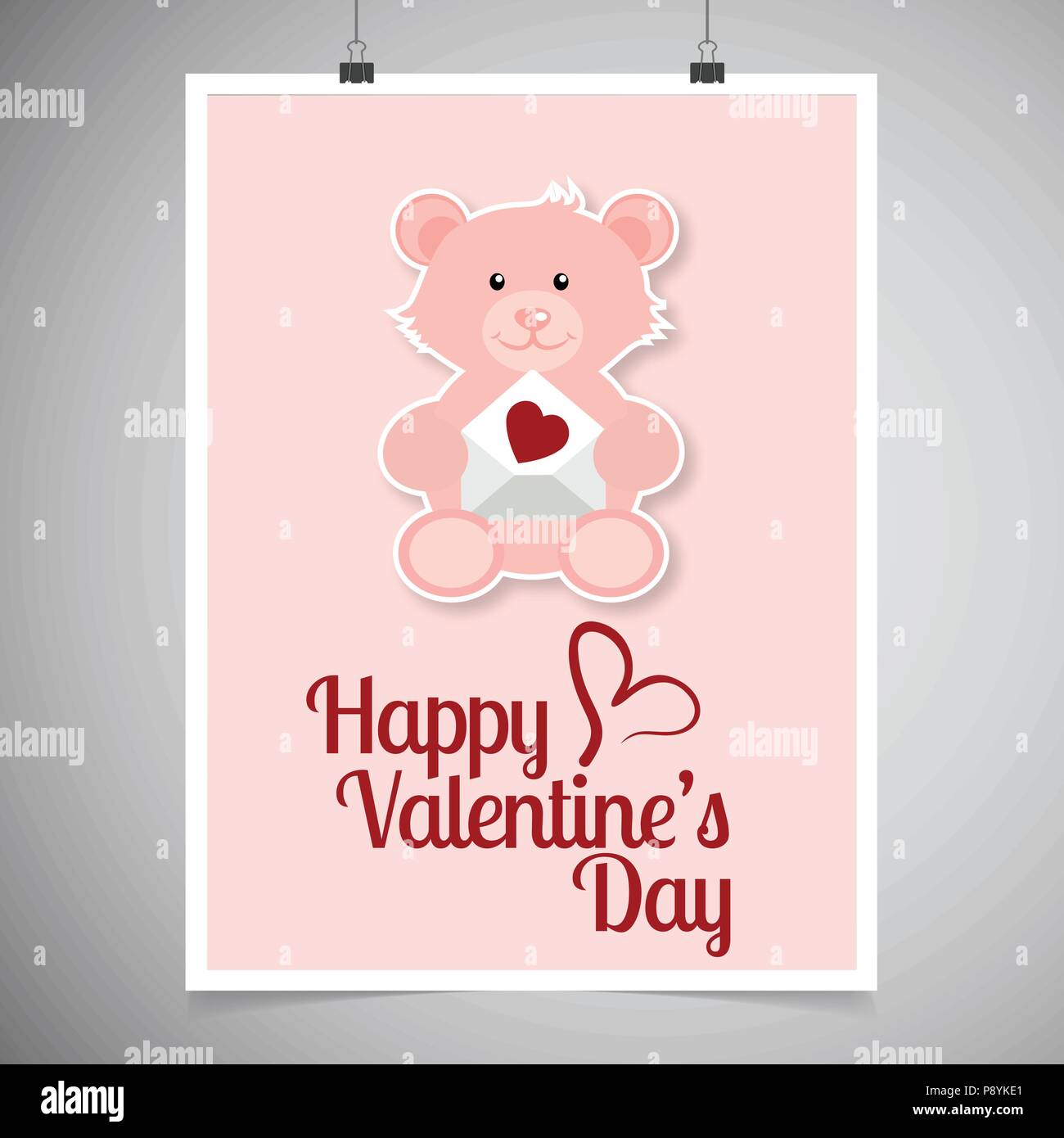 Happy Valentine's day card with teddy. For web design and ...