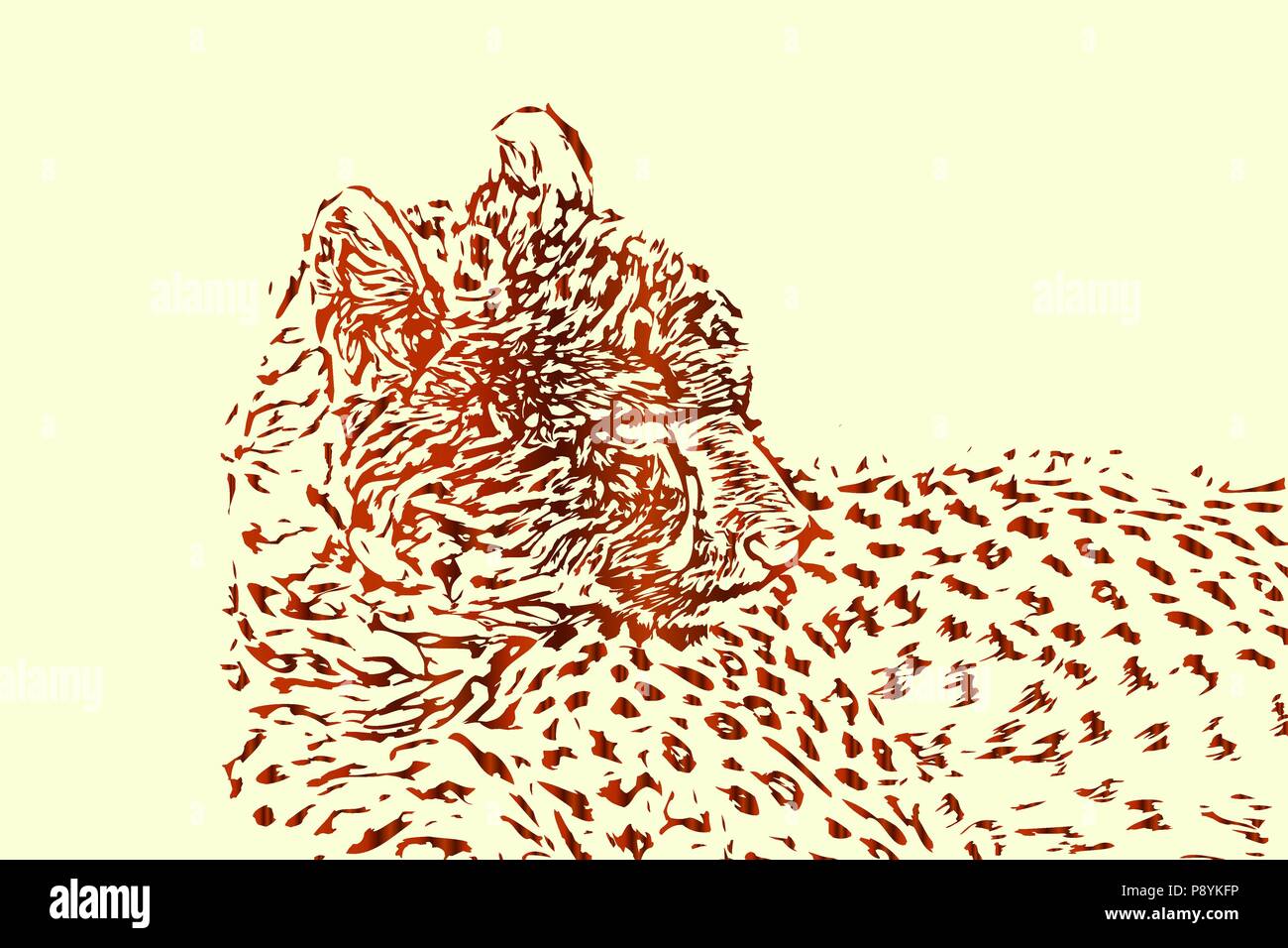 Cheetah vector sketch or drawing, abstract wildlife background illustration. Stock Vector